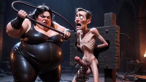 CBT Humiliation - BBW Mistress Whipping Locked Slave Cock