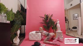 bts - inked beauty sasha beart prepares for a flirty photo session