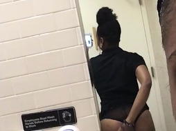 Brown Girl Teases In Work Bathroom