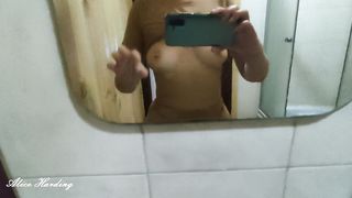 Alice Takes a Selfie and Shows her Melons and Cunt inside the Shower Room