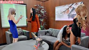 Cutie babe smshed by big-titted TS