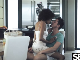 ”Mesmerizing black Brazilian hot babe gets her fix of caffeine & dick”