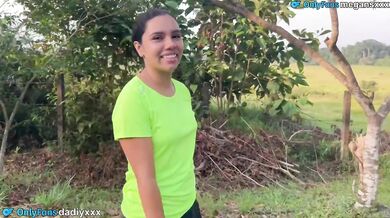 With the brunette fucking in the forest, after a good workout.