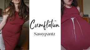 Cumflation - A belly inflation scene featuring Belly Fetish, POV riding, Inflation, Rapid Pregnancy, and Cum ft Hairy MILF Sassypantz