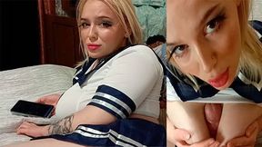 Step-sister Facial with Guests Home