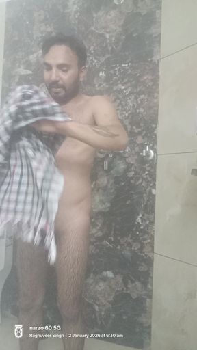 Indian Desi Man Enjoy Shower and Masturbation Show with Neighbour