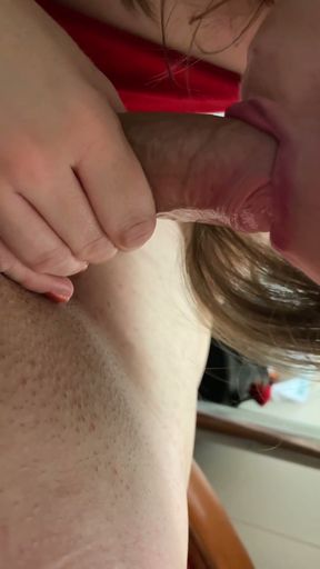 She loves to suck a good dick and choke on it, sloppy blowjob, teenage blowjob, teenage wife   Clip 1