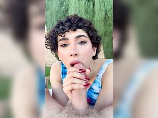 Trans Hottie Foxy Alex Gives Me Outdoor Fellatio POV - Steve Rickz