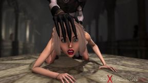 Demon Zepar fucks beautiful young blonde on the altar