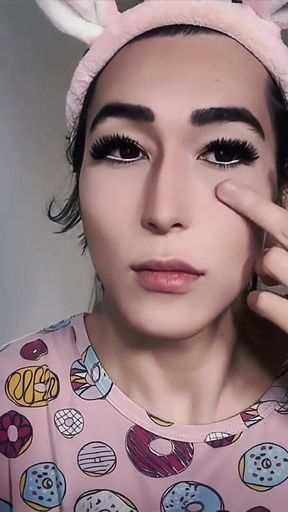 Femboy to Sexy Sissy Transformation with Makeup and Wig