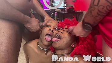 BJJ Foursome MMFF 2 Ebony Sluts Interracial Latino Double Penetration HUGE Double Facials