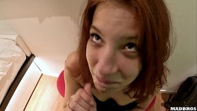Skinny Teen Beauty rides and gets pounded before bed