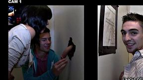 Real straight dude at gloryhole sucked by twink till cum in mouth