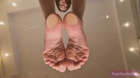 Wrinkled Bare Soles on Glass - 4K MP4