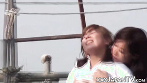Japanese lady enjoys muff time with her friend