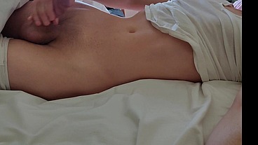 Femboy cum on the bed good morning