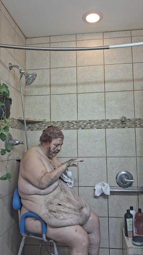 Big Beauty Nurse Vicki Taking a Mud Treatment in My Shower!