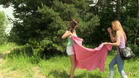 Wholesome Outdoor Lesbian Picnic and Delicious Watermelon for Refreshments and Kinky Play