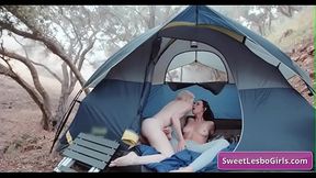 Hot big it lesbian hot babes Aiden Ashley, Abigail Mac make out outside in a tent and make each others cum