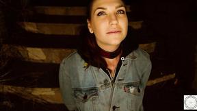 ”Worshipping shaft before hard fuck outdoors”