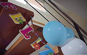 Stepmom giving stepson a wild birthday gift