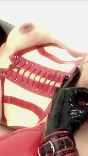 Horny chick is playing with her asian slave