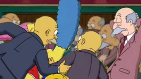 Dirty Orgy of Housewife Mrs. Sinpsom with Old Men at the Casting. Cartoon Parody