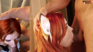 Sexy Fox Plays with and Swallows Huge - Facial