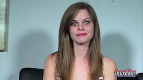 Skinny Brunette Livia Fingers Her Pussy With A Dildo And Sucks A Big Cock!