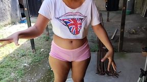 My neighbor leaves the patio door open and I see her entire ass and then fill it with semen