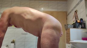 Chubby sissy shamelessly gets herself with anal toys