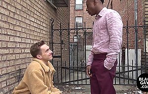 Young twink takes black hunks cock inside his asshole