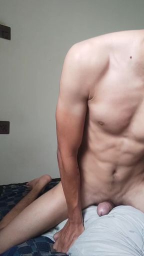 Humping on a thick cock with a pillow