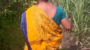 Desi Friend's Wife Holding and Squeezing Breasts in Guava Plantation