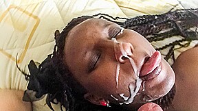 Black Amateur Messy Facial after Anal In Fake Job Interview by Big WHITE DICK