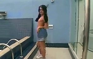 Hot tgirl sucks vibrator while getting screwed