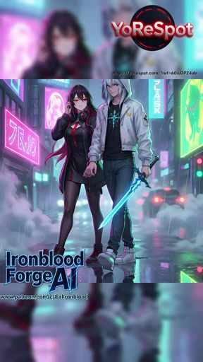 Cyberpunk Power Couple Walking Through Neon Rain AI Anime Made on YoReSpot