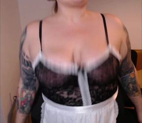 Maid Bounces her titties out!!
