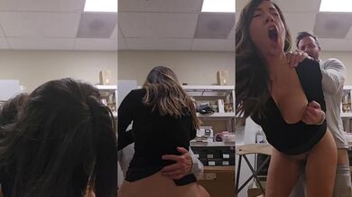 Milf in black dress getting fucked at work big tits squirming like a slut