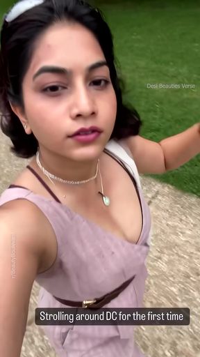 Amateur black actress sits and shows her cleavage in an Indian