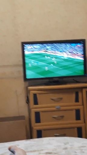 Bottom Sissy Slave Slut Serves Her Owner as Beeer Stand, Sucks and Kisses Dick and Liks Ass While Owner Watch Football