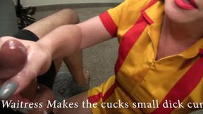Waitress Eve makes the small cock cuckold cum 012