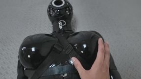 Full-body latex-enhanced crossdressing deep throat training