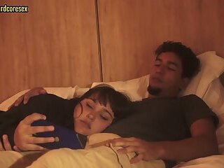 My stepsister lies down on my lap and lets me put my penis in her mouth