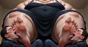 Obese SSBBW Foot Domination - Male Slaves Cleaning Her Big Soft Feet