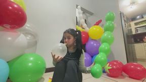 Akina blows balloons in the dark part 3