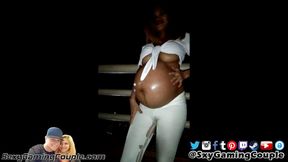 Pregnant pee in the white pants