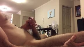 Side view with nice cum ropes jerk