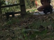 Stroking my cock in public naked ( on the side walk!!)