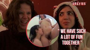 Unstaged babes finger their hairy pussies in the locker room